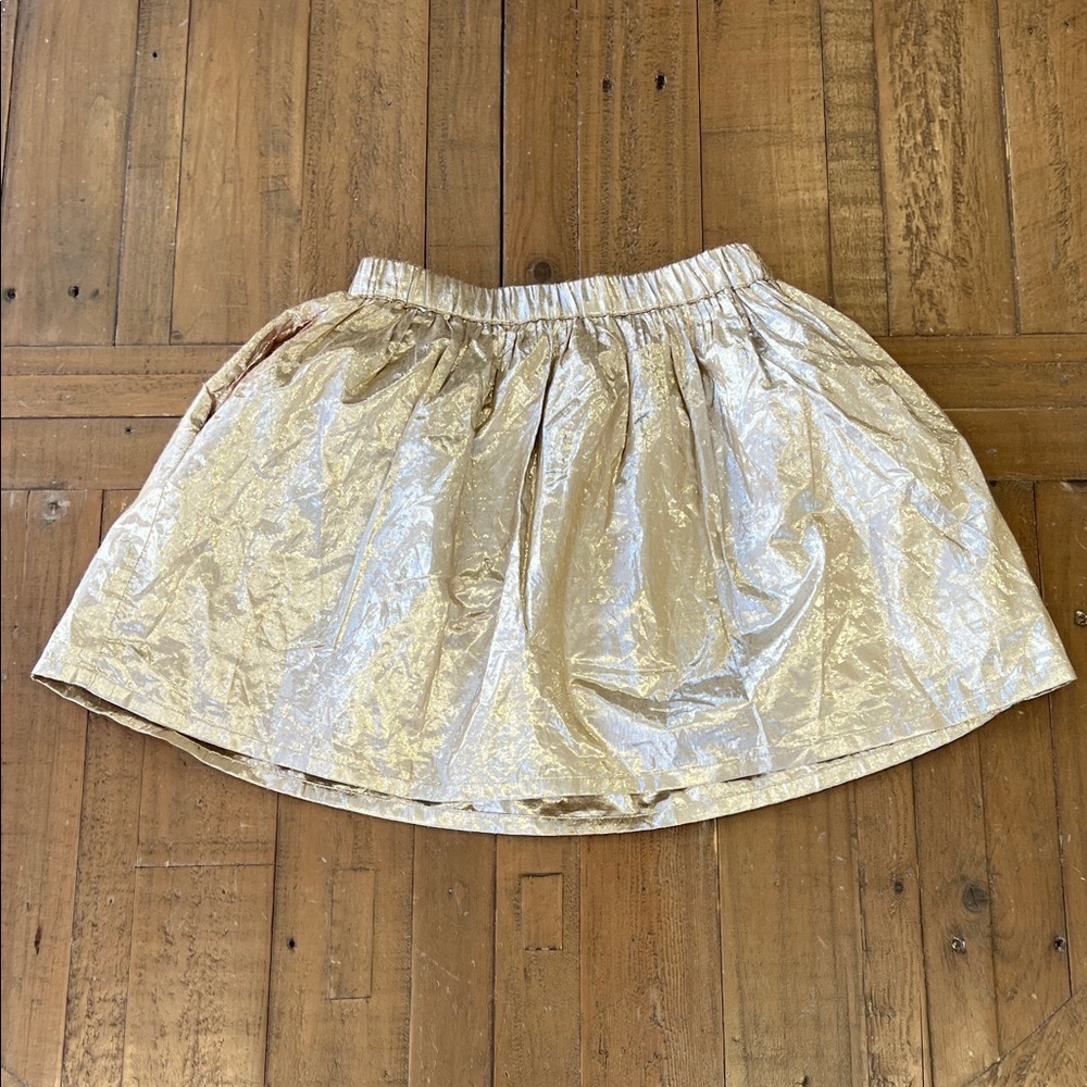 Mini Boden gold metallic mini skirt 8-9 years skater twirl circle